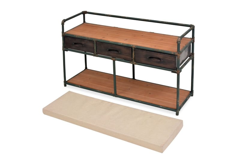 Förvaringsbänk med dyna 107,5x34,5x59 cm - Flerfärgad - Möbler - Stolar & fåtöljer - Sittbänk - Hallbänk - Hallbänk med förvaring