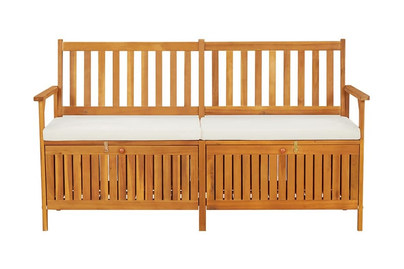 Förvaringsbänk med dyna 148 cm massivt akaciaträ - Brun - Möbler - Stolar & fåtöljer - Sittbänk