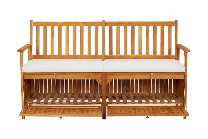 Förvaringsbänk med dyna 148 cm massivt akaciaträ - Brun - Möbler - Stolar & fåtöljer - Sittbänk
