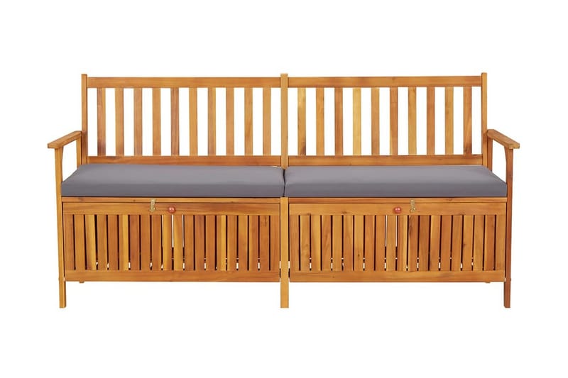 Förvaringsbänk med dyna 170 cm massivt akaciaträ - Grå - Möbler - Stolar & fåtöljer - Sittbänk