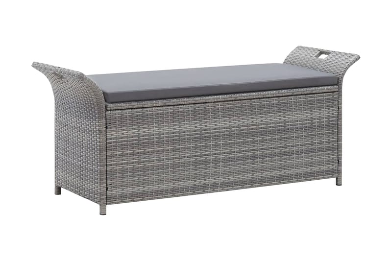 Förvaringsbänk med dyna grå 138 cm konstrotting - Grå - Möbler - Stolar & fåtöljer - Sittbänk - Hallbänk - Hallbänk med förvaring