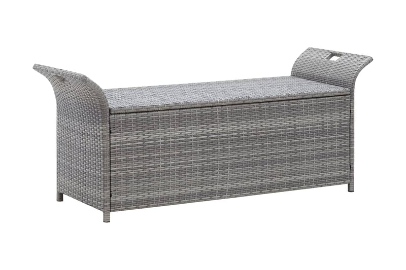 Förvaringsbänk med dyna grå 138 cm konstrotting - Grå - Möbler - Stolar & fåtöljer - Sittbänk - Hallbänk - Hallbänk med förvaring