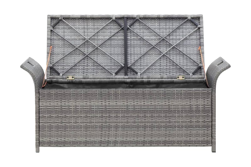 Förvaringsbänk med dyna grå 138 cm konstrotting - Grå - Möbler - Stolar & fåtöljer - Sittbänk - Hallbänk - Hallbänk med förvaring