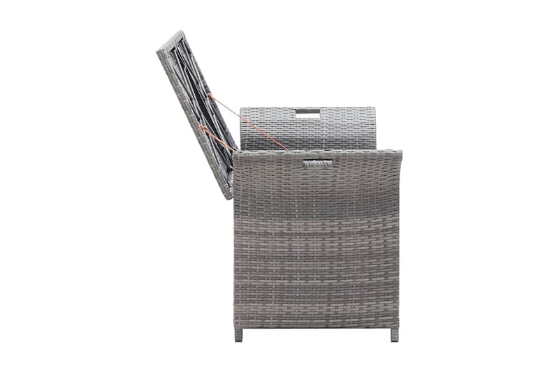 Förvaringsbänk med dyna grå 138 cm konstrotting - Grå - Möbler - Stolar & fåtöljer - Sittbänk - Hallbänk - Hallbänk med förvaring