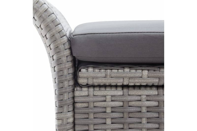 Förvaringsbänk med dyna grå 138 cm konstrotting - Grå - Möbler - Stolar & fåtöljer - Sittbänk - Hallbänk - Hallbänk med förvaring