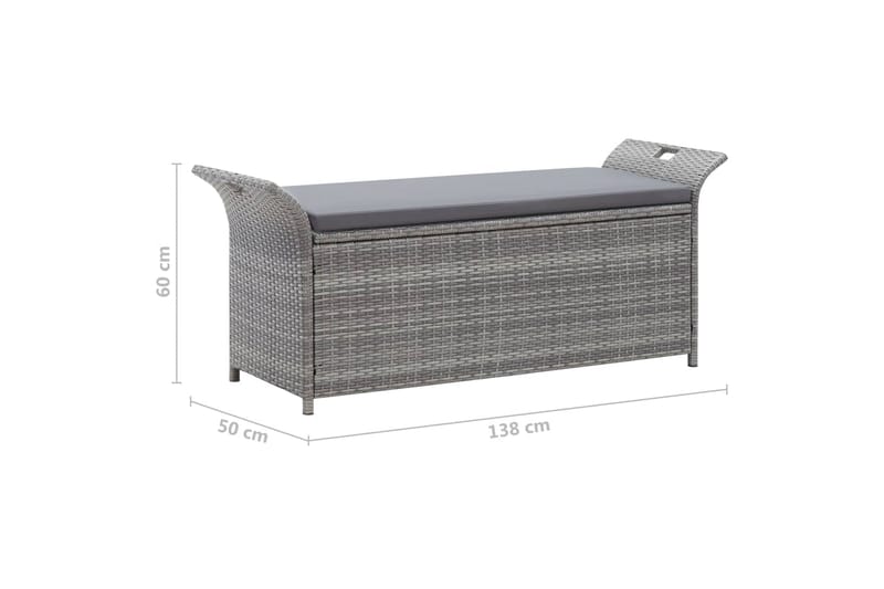 Förvaringsbänk med dyna grå 138 cm konstrotting - Grå - Möbler - Stolar & fåtöljer - Sittbänk - Hallbänk - Hallbänk med förvaring