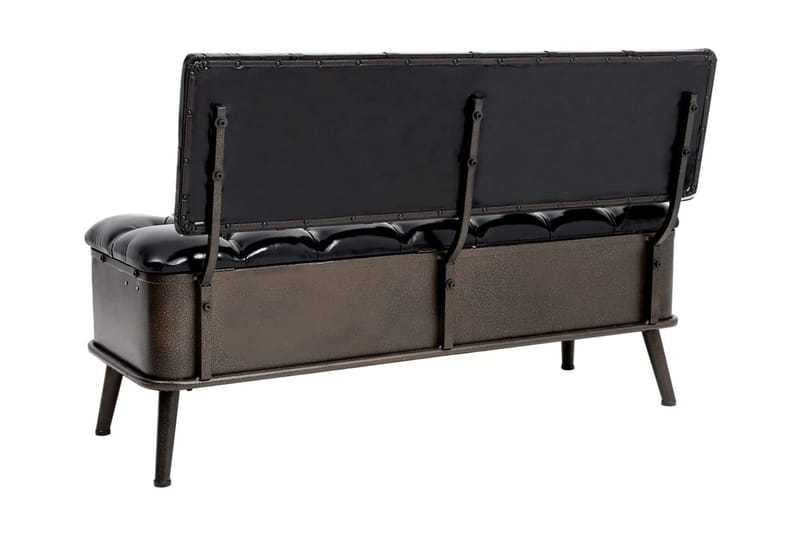 Förvaringsbänk med ryggstöd 110 cm svart konstläder - Svart - Möbler - Stolar & fåtöljer - Sittbänk - Sittbänk med förvaring