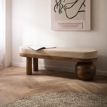 Fenira Bänk 140 cm - beige och varm mörkbrun - Möbler - Stolar & fåtöljer - Sittbänk - Hallbänk
