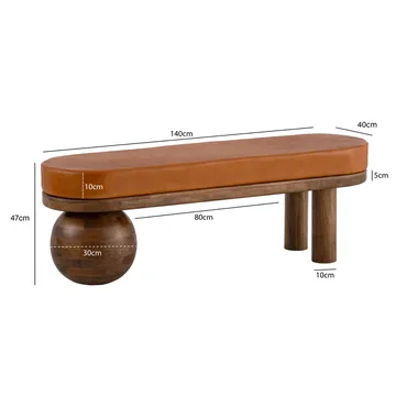 Fenira Bänk 140 cm - brun och varm mörkbrun - Möbler - Stolar & fåtöljer - Sittbänk - Hallbänk