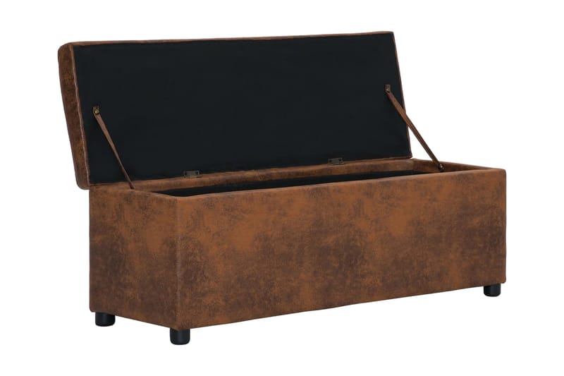 Bänk med förvaringsutrymme 116 cm brun konstmocka - Brun - Möbler - Stolar & fåtöljer - Sittbänk - Hallbänk - Hallbänk med förvaring