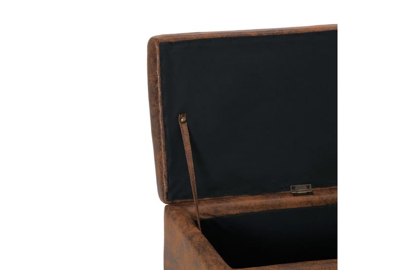 Bänk med förvaringsutrymme 116 cm brun konstmocka - Brun - Hallbänk med förvaring - Sittbänk med förvaring - Förvaringsbänk - Hallbänk - Sittbänk