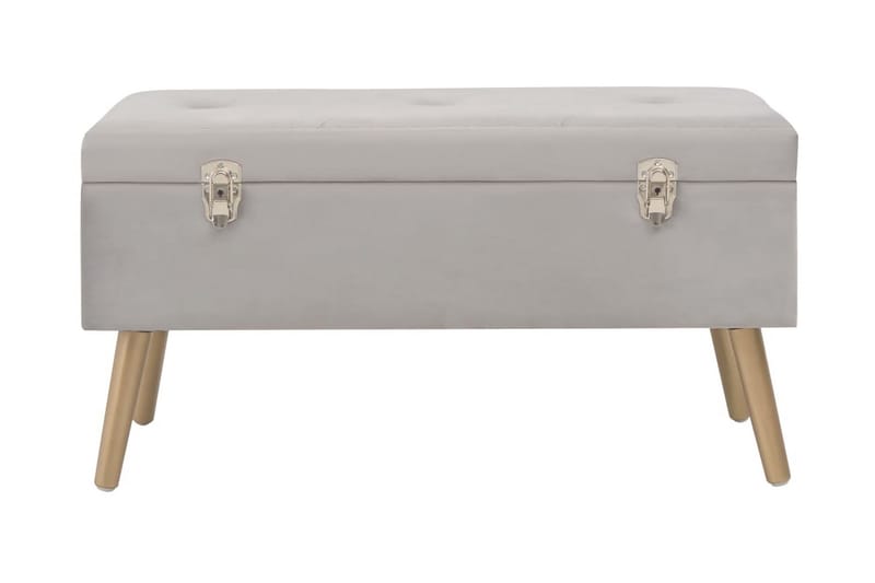 Bänk med förvaringsutrymme 80 cm grå sammet - Grå - Möbler - Stolar & fåtöljer - Sittbänk - Hallbänk - Hallbänk med förvaring