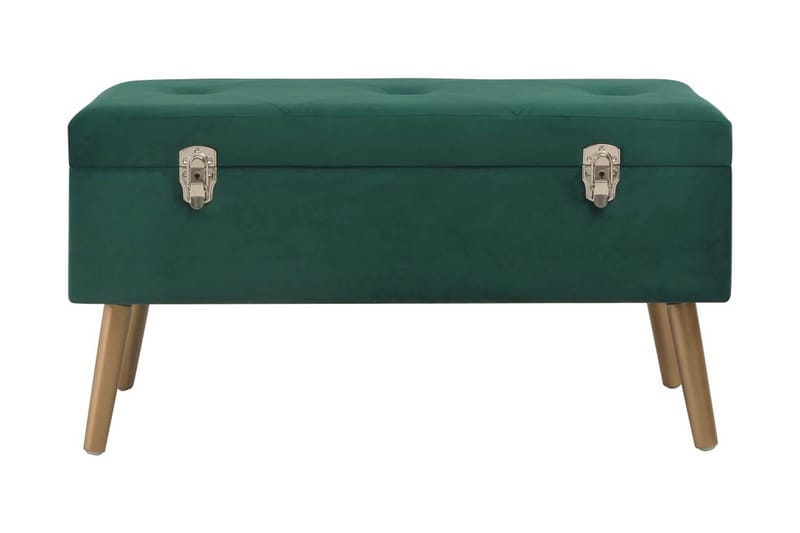 Bänk med förvaringsutrymme 80 cm grön sammet - Grön - Möbler - Stolar & fåtöljer - Sittbänk - Hallbänk - Hallbänk med förvaring