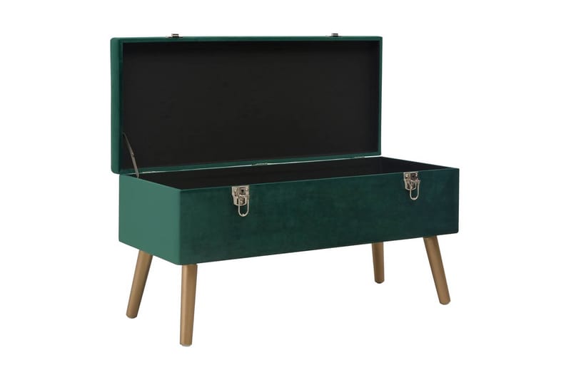 Bänk med förvaringsutrymme 80 cm grön sammet - Grön - Möbler - Stolar & fåtöljer - Sittbänk - Hallbänk - Hallbänk med förvaring