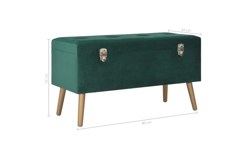 Bänk med förvaringsutrymme 80 cm grön sammet - Grön - Möbler - Stolar & fåtöljer - Sittbänk - Hallbänk - Hallbänk med förvaring