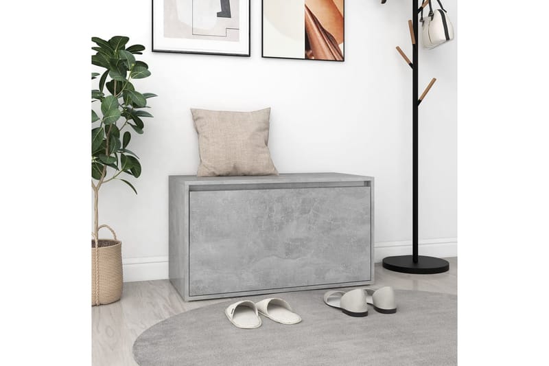 Hallbänk betonggrå 80x40x45 cm spånskiva - Grå - Möbler - Stolar & fåtöljer - Sittbänk - Hallbänk - Hallbänk med förvaring