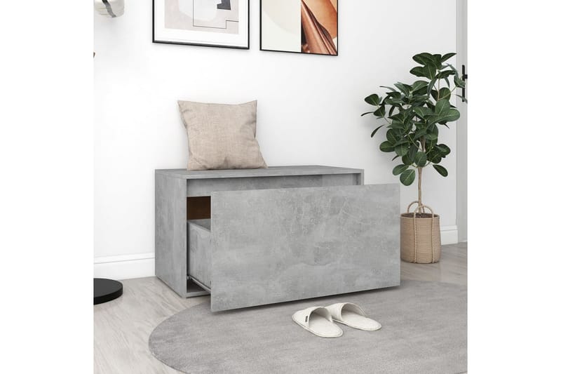 Hallbänk betonggrå 80x40x45 cm spånskiva - Grå - Möbler - Stolar & fåtöljer - Sittbänk - Hallbänk - Hallbänk med förvaring