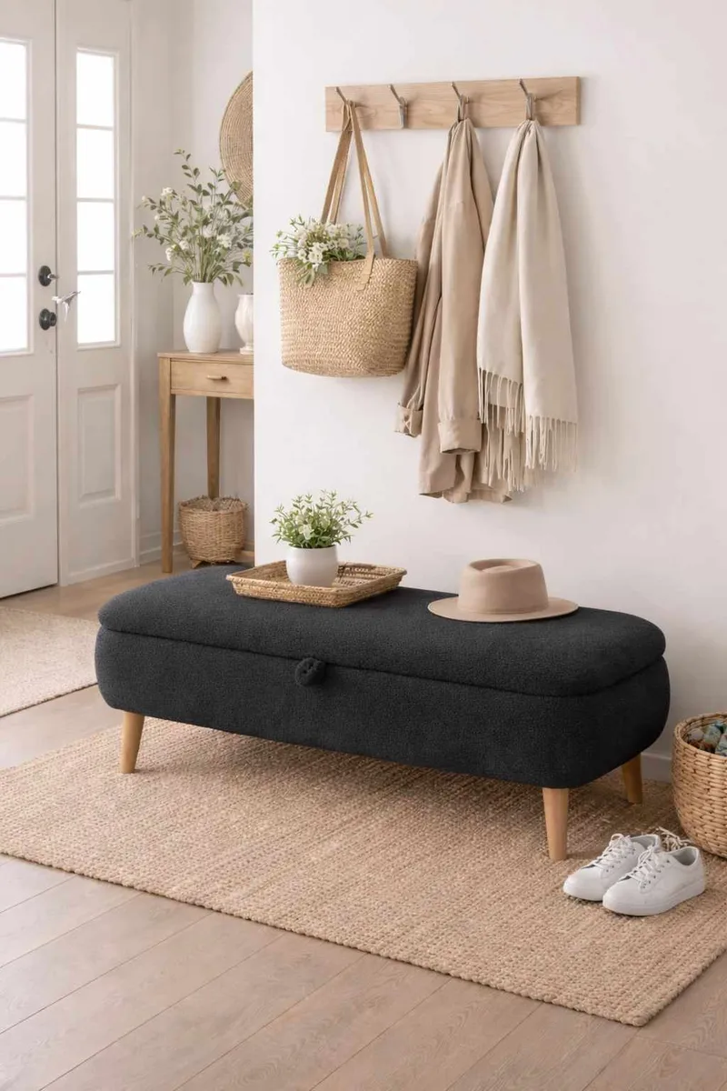 Elvaris Bänk 90x45x30 cm - Antracit - Möbler - Stolar & fåtöljer - Sittbänk - Hallbänk - Hallbänk med förvaring