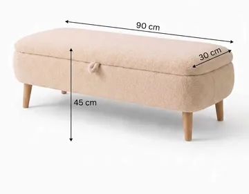 Elvaris Bänk 90x45x30 cm - Beige - Möbler - Stolar & fåtöljer - Sittbänk - Hallbänk - Hallbänk med förvaring