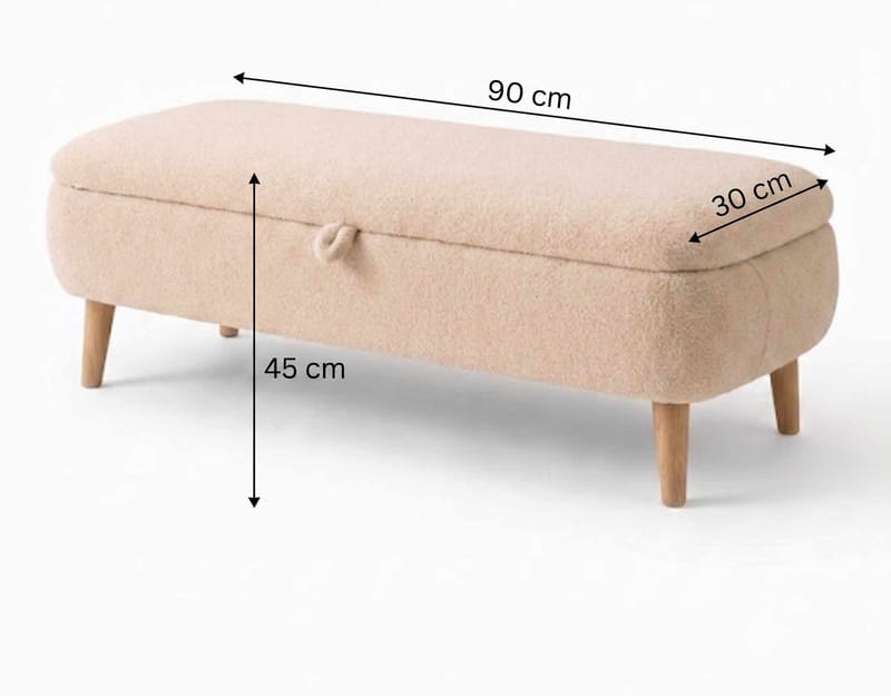 Elvaris Bänk 90x45x30 cm - Beige - Möbler - Stolar & fåtöljer - Sittbänk - Hallbänk - Hallbänk med förvaring