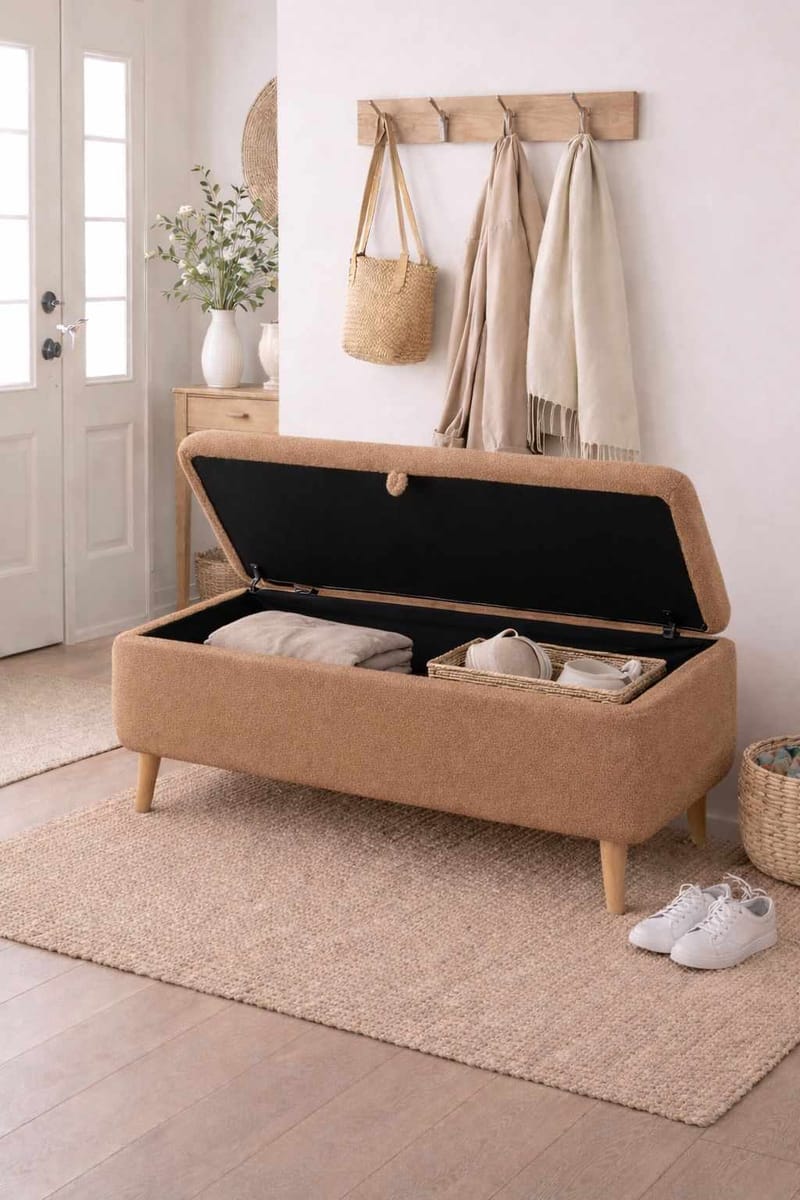 Elvaris Bänk 90x45x30 cm - Brun - Möbler - Stolar & fåtöljer - Sittbänk - Hallbänk - Hallbänk med förvaring