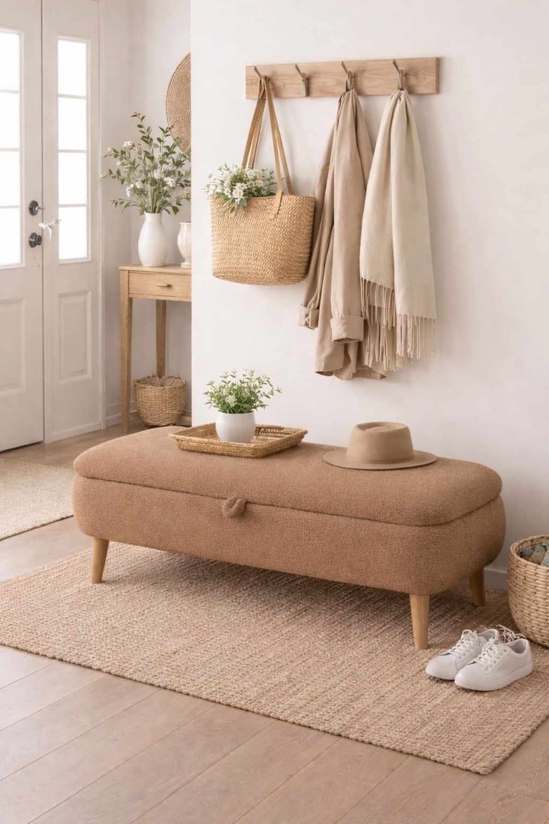 Elvaris Bänk 90x45x30 cm - Brun - Möbler - Stolar & fåtöljer - Sittbänk - Hallbänk - Hallbänk med förvaring