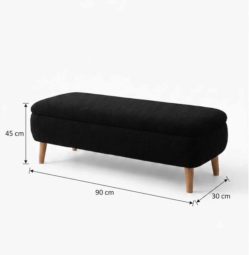 Elvaris Bänk 90x45x30 cm - Svart - Möbler - Stolar & fåtöljer - Sittbänk - Hallbänk - Hallbänk med förvaring