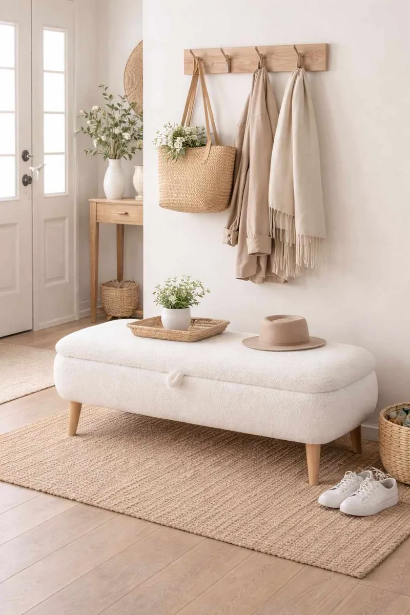 Elvaris Bänk 90x45x30 cm - Vit - Möbler - Stolar & fåtöljer - Sittbänk - Hallbänk - Hallbänk med förvaring