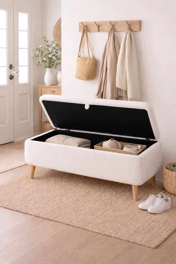 Elvaris Bänk 90x45x30 cm - Vit - Möbler - Stolar & fåtöljer - Sittbänk - Hallbänk - Hallbänk med förvaring