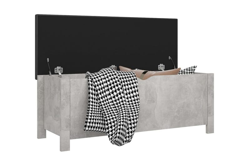 Förvaringsbänk med dyna betonggrå 105x40x45 cm spånskiva - Grå - Möbler - Stolar & fåtöljer - Sittbänk - Hallbänk - Hallbänk med förvaring