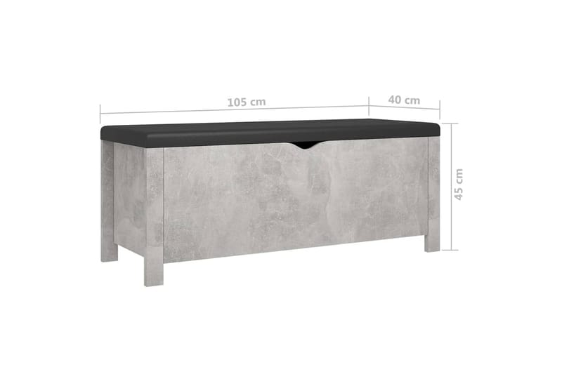 Förvaringsbänk med dyna betonggrå 105x40x45 cm spånskiva - Grå - Möbler - Stolar & fåtöljer - Sittbänk - Hallbänk - Hallbänk med förvaring