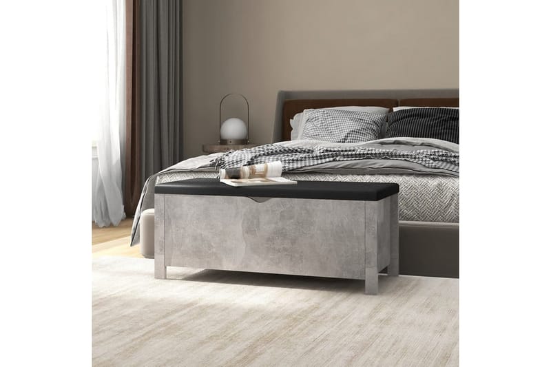 Förvaringsbänk med dyna betonggrå 105x40x45 cm spånskiva - Grå - Möbler - Stolar & fåtöljer - Sittbänk - Hallbänk - Hallbänk med förvaring