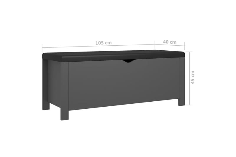 Förvaringsbänk med dyna grå 105x40x45 cm spånskiva - Grå - Möbler - Stolar & fåtöljer - Sittbänk - Hallbänk - Hallbänk med förvaring