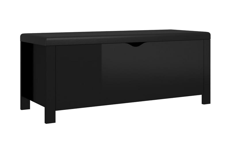 Förvaringsbänk med dyna svart högglans 105x40x45 cm spånskiv - Svart - Möbler - Stolar & fåtöljer - Sittbänk - Hallbänk - Hallbänk med förvaring