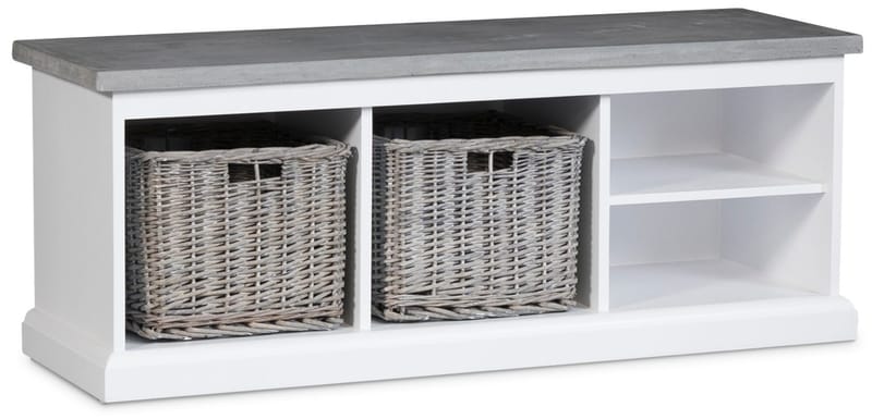 Hugo vit sittbänk med cement - Vit med cement - Möbler - Stolar & fåtöljer - Sittbänk - Hallbänk - Hallbänk med förvaring