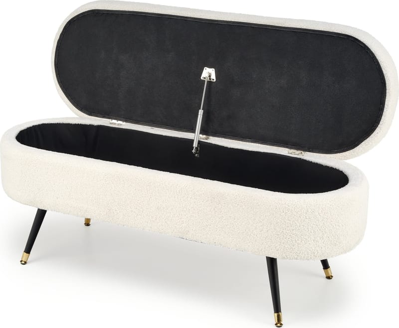 Sittbänk med förvaring offwhite 120 cm bred - Offwhite/svart - Möbler - Stolar & fåtöljer - Sittbänk - Hallbänk - Hallbänk med förvaring