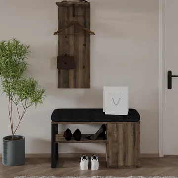 Uniqo Hallställsset 35x90x35 cm - Antik valnöt - Möbler - Stolar & fåtöljer - Sittbänk - Hallbänk - Hallbänk med förvaring