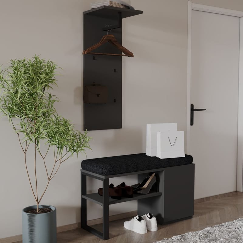 Uniqo Hallställsset 35x90x35 cm - Antracit - Möbler - Stolar & fåtöljer - Sittbänk - Hallbänk - Hallbänk med förvaring