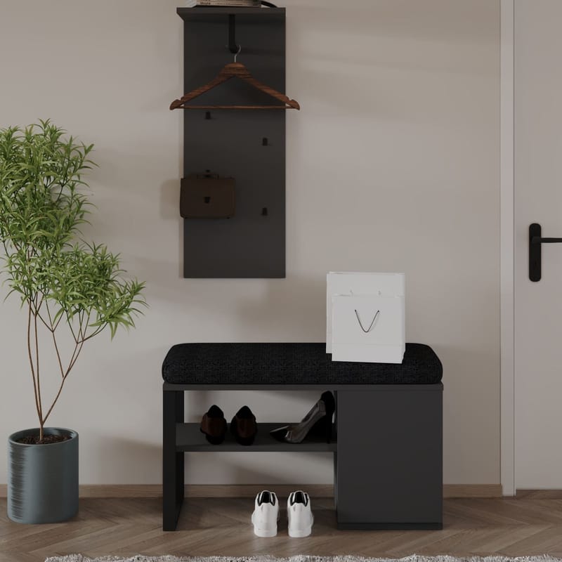 Uniqo Hallställsset 35x90x35 cm - Antracit - Möbler - Stolar & fåtöljer - Sittbänk - Hallbänk - Hallbänk med förvaring