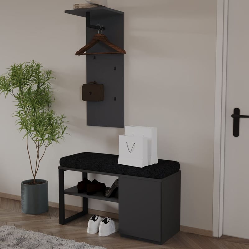 Uniqo Hallställsset 35x90x35 cm - Antracit - Möbler - Stolar & fåtöljer - Sittbänk - Hallbänk - Hallbänk med förvaring