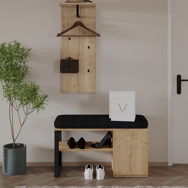 Uniqo Hallställsset 35x90x35 cm - Sapphire Oak - Möbler - Stolar & fåtöljer - Sittbänk - Hallbänk - Hallbänk med förvaring