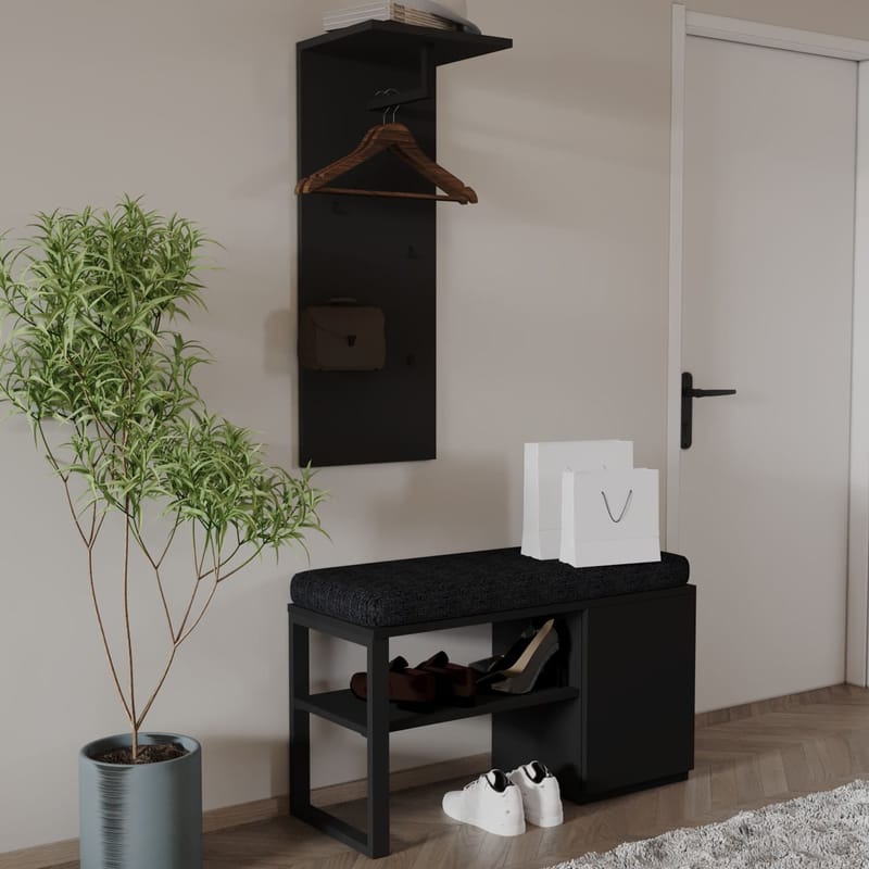 Uniqo Hallställsset 35x90x35 cm - Svart - Möbler - Stolar & fåtöljer - Sittbänk - Hallbänk - Hallbänk med förvaring