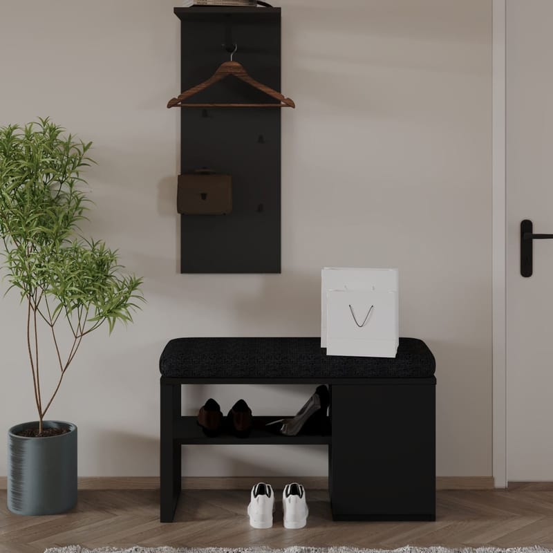 Uniqo Hallställsset 35x90x35 cm - Svart - Möbler - Stolar & fåtöljer - Sittbänk - Hallbänk - Hallbänk med förvaring