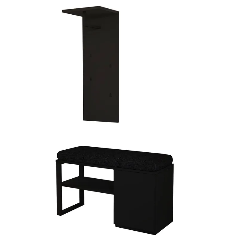 Uniqo Hallställsset 35x90x35 cm - Svart - Möbler - Stolar & fåtöljer - Sittbänk - Hallbänk - Hallbänk med förvaring