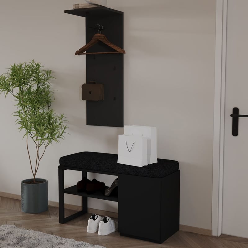 Uniqo Hallställsset 35x90x35 cm - Svart - Möbler - Stolar & fåtöljer - Sittbänk - Hallbänk - Hallbänk med förvaring