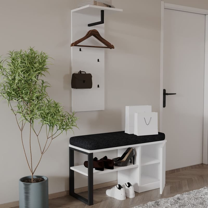 Uniqo Hallställsset 35x90x35 cm - Vit - Möbler - Stolar & fåtöljer - Sittbänk - Hallbänk - Hallbänk med förvaring