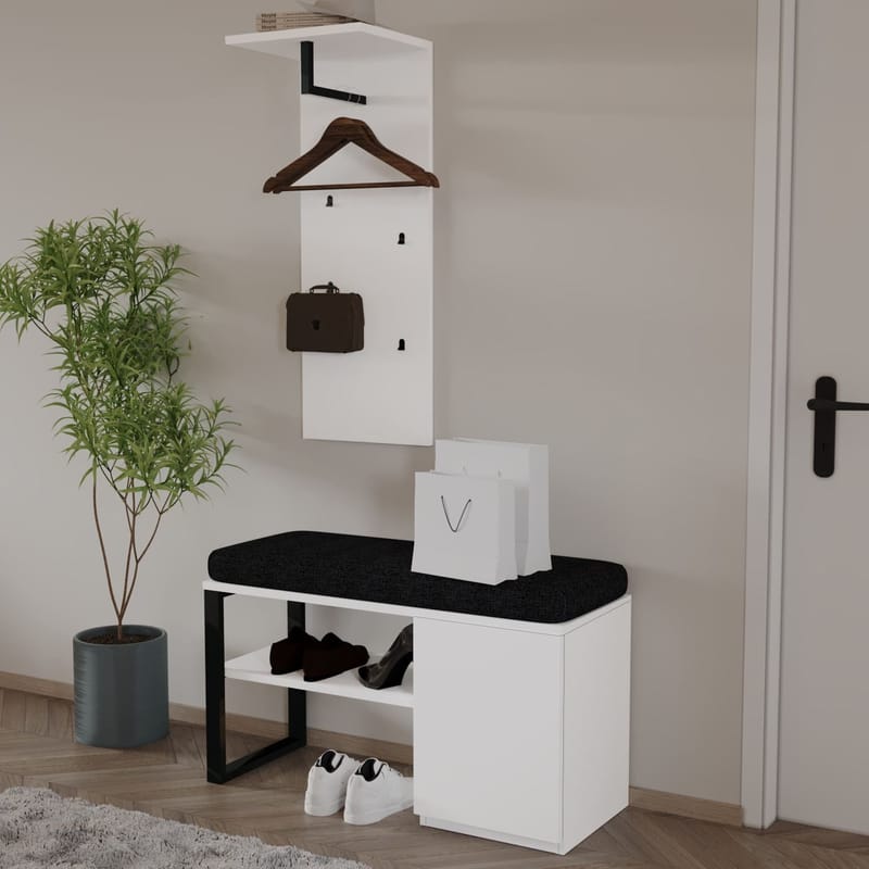 Uniqo Hallställsset 35x90x35 cm - Vit - Möbler - Stolar & fåtöljer - Sittbänk - Hallbänk - Hallbänk med förvaring