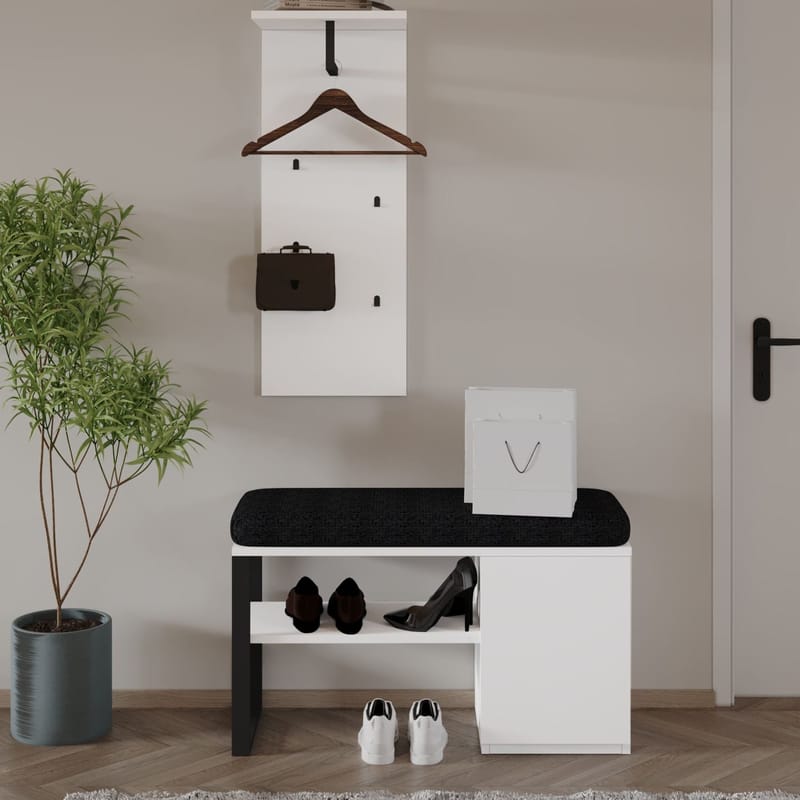 Uniqo Hallställsset 35x90x35 cm - Vit - Möbler - Stolar & fåtöljer - Sittbänk - Hallbänk - Hallbänk med förvaring