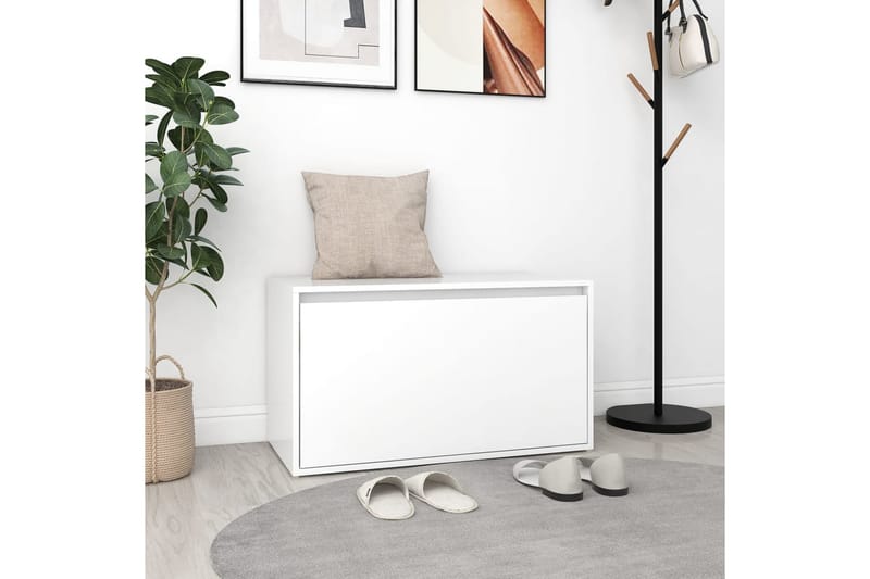 Hallbänk vit 80x40x45 cm spånskiva - Vit - Möbler - Stolar & fåtöljer - Sittbänk - Hallbänk - Hallbänk med förvaring