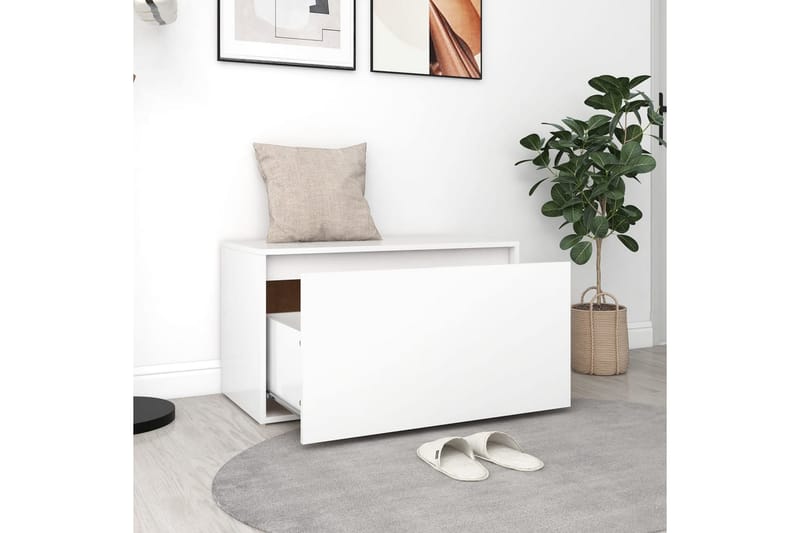 Hallbänk vit 80x40x45 cm spånskiva - Vit - Möbler - Stolar & fåtöljer - Sittbänk - Hallbänk - Hallbänk med förvaring